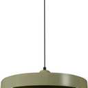 Large Olive Green Pendant Light, 17.7" Vintage Ceiling Chandelier with 3-Layer Metal Shade, Mid Century Modern Light Fixture for Dining Room, Shop, Cafe