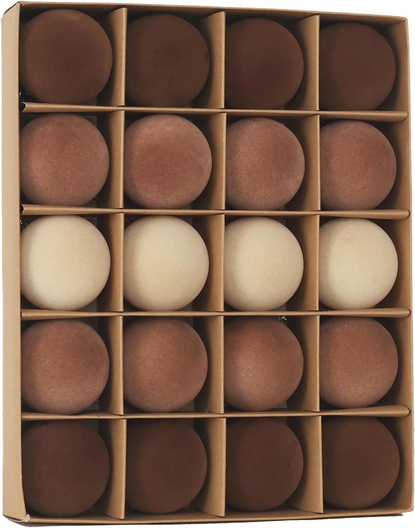 20 pcs Velvet Ornaments for Christmas Tree, 2.36 inch Flocked Christmas Balls Set Assortment for Xmas Tree Holiday Decor Multicolor (Beige/Brown/Light Coffee)