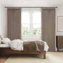Blackout Two Layer Linen Curtains 86 Inches Long for Classroom 2 Panels Set, Memory Trained Pinch Pleated Insulated Sound Dampening Farmhouse Dark Brown Light Blocking Windows Curtain with Back Tab