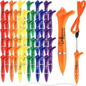 24 Sets Difference Maker Pen Bulk Inspirational Thumbs up Ballpoint Pens with Badge Lanyard Employee Appreciation Gifts for Nurse Teacher Volunteer Students