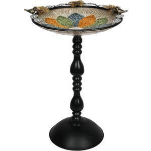 Solution4Patio 17.7" Metal Bird Bath for Outdoors with Flower Perch, Weather-Resistant Heavy-Duty Steel, Stable 25.6" Tripod Base & Textured Petal Bowl, Easy-Clean Garden Dcor