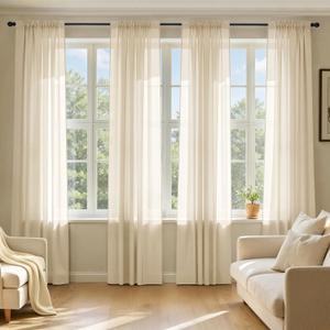 MIULEE Cream Sheer Curtains 108 Inches Long, 4 Panels Set, Light Filtering Rod Pocket Voile Drapes for Living Room and Bedroom, Airy Soft Fabric Window Treatments, 42 x 108 Inches