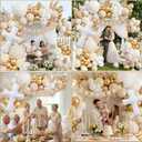Baptism Decorations First Communion Balloons Kit, 158 Pcs White Sand White and Gold Balloons with Cross Balloon for First Holy Communion God Bless Christening Birthday Party Supplies
