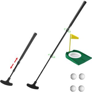 WIGERLON Adjustable Toddler Putter Compatible with Kids Adult Men and Women,Mini Golf Clubs Kids Putter 3-5,5-7,8-12,Mini Golf Set with 4 Golf Balls and A Cup with Flag