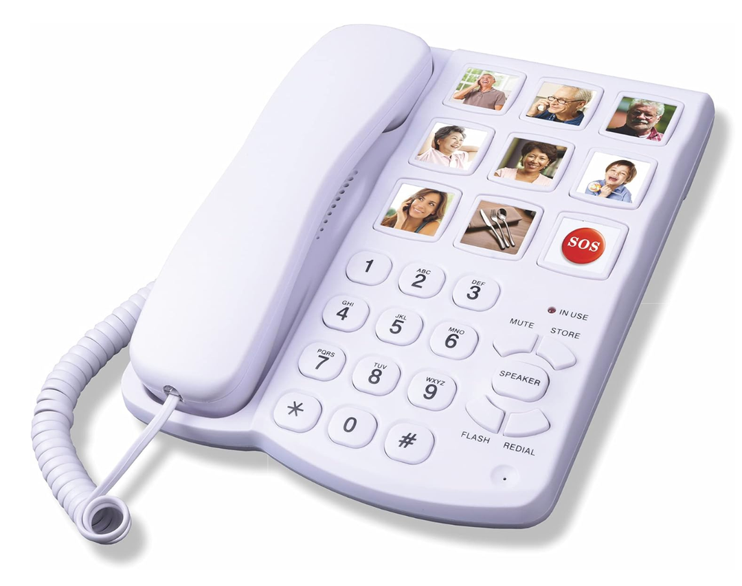 Uvital Big Button Phone for Seniors, Corded Landline Phone with 9 OneTouch Dialing Big Buttons, HandsFree Calling, Loud Ringer, Easy to Use for Visually Impaired Telephone for Seniors