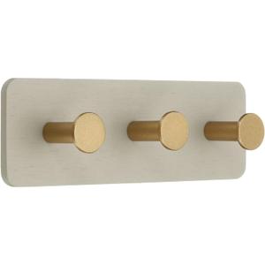 uxcell Wood Wall Self Adhesive Hooks Towel Hanger Bracket Heavy Duty Hook for Bedroom Kitchen Bathroom Coat Robe, Grey/Gold (Square, Triple Hook)