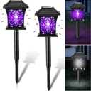 2 Pack Solar Bug Zapper Outdoor Mosquito Repellent with 365nm UV Light, 2 Light Modes & 4 Installation Ways, Waterproof Fly Zapper Lamp for Moths,Gnats,Flies Indoor Patio Garden(Fashion)