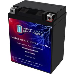 Mighty Max Battery YB14L-A2 -12 Volt 12 AH, 210 CCA, Rechargeable Maintenance Free SLA AGM Motorcycle Battery