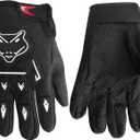 Kids Dirt Bike Gloves, Kids & Youth Power Sports Riding Gloves for Motorcycle, BMX, Mountain Bike, ATV, Full Finger Children Gloves for Outdoor Sports Cycling Camping Fishing (BLACK), One Size