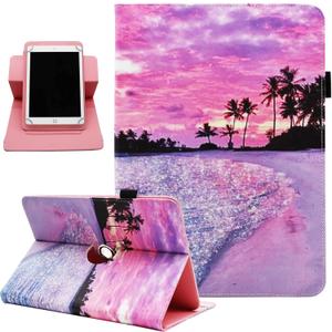 Universal 10 10.1 Inch Android Tablet Case, Dluggs 360 Degree Rotating Multi-Angle Viewing Stand Universal Case Cover for 10 10.1 and All 9.5-10.5 Inch Tablet, Dusk Beach