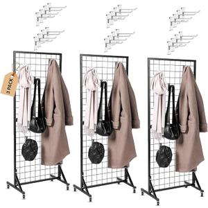 Airviv 3 Gridwall Panels | 2'x5' Portable Display Stand for Vendor Events with Caster Wheels | Heavy Duty Grid Wall with 24 Hooks Included | Gridwall Panel Display Stand for Easy Assembly Airviv 3 Gridwall Panels | 2'x5' Portable Display Stand for Vendor Events with Caster Wheels | Heavy Duty Grid Wall with 24 Hooks Included | Gridwall Panel Display Stand for Easy Assembly