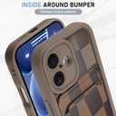KANGHAR Compatible with iPhone 17 Case 2025, Wallet Silicone Checkered Cute Pattern, Card Holder Camera Protection Soft Slim Shockproof Edge Cover for Girls Women -Brown