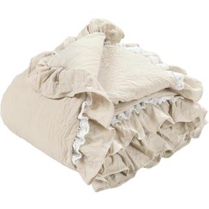 Lush Decor Ella Ruffle Lace Throw Blanket, 50" W x 60" L, Neutral - Coquette Throw Blankets for Bed - Couch Blanket - Ruffled Throw Blanket for Couch