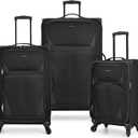 U.S. Traveler Aviron Bay Expandable Softside Luggage with Spinner Wheels, Black, 3-Piece Set