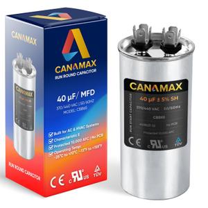 40 uF 40 MFD 40uf 40MFD 370-440V (3~80 uF Options) AC CBB65 Round Run Start Capacitor by Canamax - Compatible with AC Motor Run or Fan Start and Cool or Heat Pump Air Conditioner 10000AFC