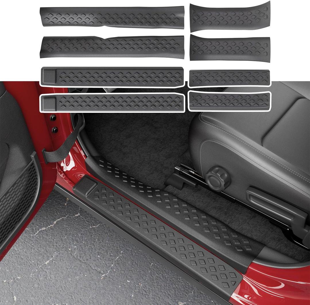 powoq 8Pcs Door Sill Guard Compatible with 2020-2026 Jeep Gladiator JT Car Threshold Protector 18-26 Wrangler JL Door Sill Protector Replacement for 2020-2026 Jeep Gladiator Accessories