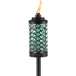 TIKI Honeycomb Outdoor Torch, 65"  Blue Decorative Lighting for Patio, Backyard & Lawn | 3-in-1 Design: Full-Size, Mid-Size Garden & Table Torch | Includes Snuffer & Wick