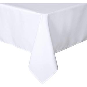 sancua Rectangle Tablecloth - 70 x 90 Inch - Stain and Wrinkle Resistant Washable Polyester Table Cloth, Decorative Fabric Table Cover for Dining Tables, Buffet Parties and Camping, White