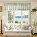 jinchan Linen Stripe Valances for Window 16 Inch Modern Rustic Farmhouse Valances for Kitchen Living Room Bathroom Window Treatment Light Filtering Rod Pocket 2 Panels Sage Green on Linen