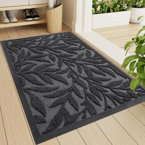 Smiry Front Door Mat Indoor Outdoor Entrance, Heavy Duty Natural Rubber, Trap Dirt and Moisture, Non-Slip Doormats, Low Profile, Easy Clean Patio Porch Entryway Mat, 36x24, Grey
