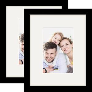 Picture Frames 8x10 2 Pack Made of Solid Wood Black for Wall Mounting and Tabletop Display
