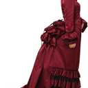 COSDREAMER Women Victorian Bustle Dress Renaissance Bustle Ball Gown Costumes (Small, Burgundy)