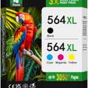 564XL Ink Cartridges Black Color Combo Pack (4-Pack, 1B/1C/1M/1Y) Replacement for HP Ink 564 564XL for Photosmart 7520 6520 6525 6520 3520 5520 OfficeJet 4620 DeskJet 3520 3522 Printer