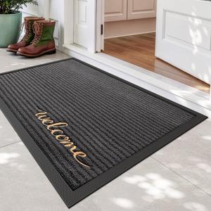 DEXI Front Door Mat Outside Entrance 32x48 Welcome Rubber Entry Doormat