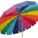 Beach Umbrella Rainbow Includes Carry Bag - 8 Foot Rainbow Color with Sand Anchor Auger