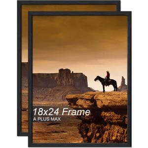 A PLUS MAX 18x24 Picture Frame Set of 2 Black Light Weight Wall Mount