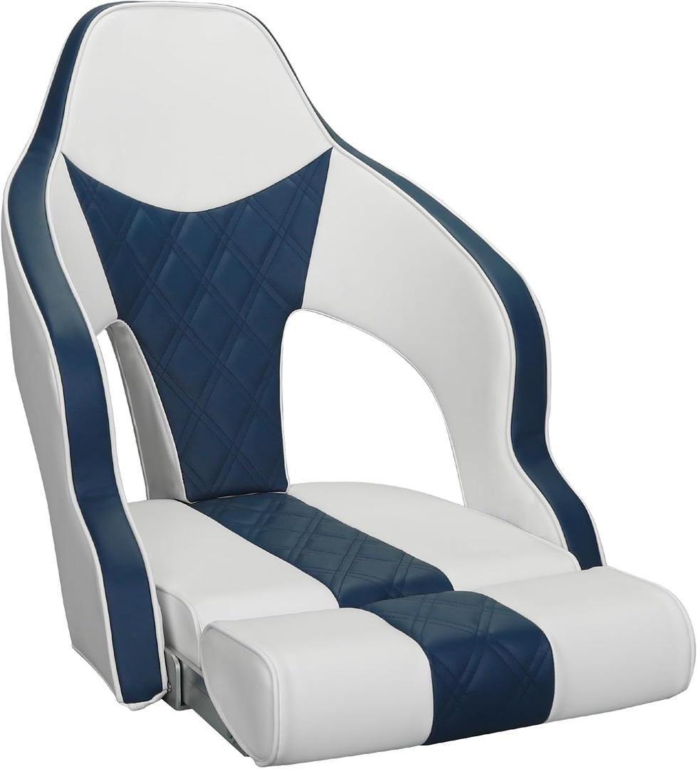 ERGOSEAT High Back Captain Seat for Boats Pontoon Captain Chair Bass Boat Seats Marine Captains Chair Boat Bucket Seat with Armrest