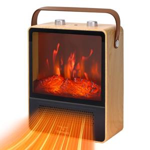 TEMPWARE Electric Fireplace Heater, 1500W Portable Space Heater, Fireplace with Realistic 3D Flame Effect and Overheating Safety Protection, Quiet and Safe for Indoor Use Office Bedroom, Oak