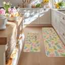 Artoid Mode Colorful Bunny Happy Easter Kitchen Mats Set of 2, Home Seasonal Spring Easter Holiday Holiday Party Floor Mat - 17x29 and 17x47 Inch (Beige)