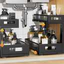 2-Pack Under Sink Storage Organizer, Large 2-Tier Elegant Mesh Pull Out Shelf for Kitchen and Bathroom Cabinet Organization, L-Shaped and Adjustable Height Design,Patent Pending-Black (2 Pack-15.74"Dx11.4"-16.14"H)