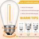 GvvooHome 24 Pack LED S14 Replacement Light Bulbs, Waterproof 1W Vintage Edison Bulbs for Outdoor Patio Backyard String Lights, Dimmable, E26 Regular Medium Screw Base, 2200K Warm White