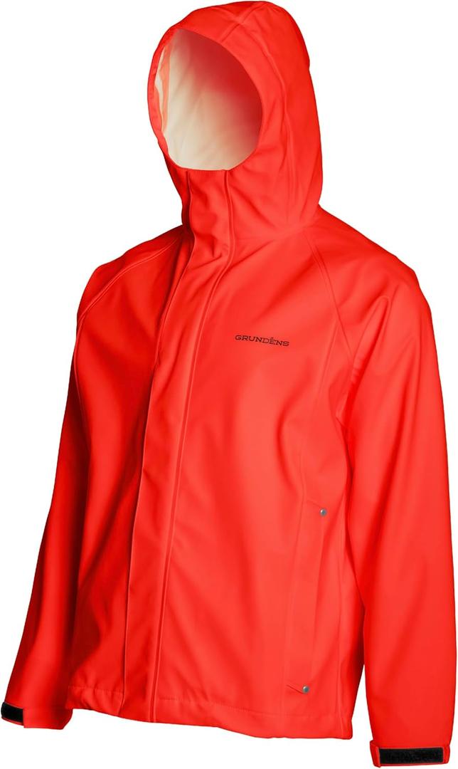 Grundens Mens Neptune Commercial Fishing Jacket | Waterproof, Adjustable (X-Large, Orange)