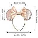 Foeran Mouse Ears Headbands, Sequin Mouse Ears Headband with Bow for Kids Adults Women, Accessories for Birthday Party Cosplay Costume (light gold bow) (1 Count)
