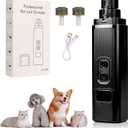 Cat Nail - Safe Cut Cat Nail Trimmer with Three Grinding Heads, Pet Nail Clippers with Light, Two Adjustable with 360 Grinding Settings, Ultra-Quiet, for All Cats Dogs (Black)