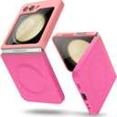 Compatible with Galaxy Z Flip 6 Case, Magnetic Gradient Color Soft TPU Phone Case with Camera Lens Protector Case for Galaxy Z Flip 6 6.7 Inch, Pink to Rose Red Gradient(10-23)