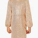 GRACE KARIN Girls Sparkly Sequin Formal Dress Long Sleeve Bodycon Fancy Party Dress 10Y