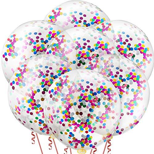 Sumind 10 Pack 36 Inch Jumbo Confetti Sequin Balloons Rainbow Multicolor Giant Latex Balloons with Glitter for Birthdays, Weddings, Engagements, Christmas, Parties & Event Decor(Metallic Colors)