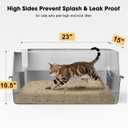 FURTIME Stainless Steel Litter Box with Lid, Large Metal Cat Litter Box for Big Cat, Large Cat Box High Sided with Non-Stick, Odor-Resistant, Anti-Urine Leakage, Easy Cleaning, Includes Scoop and Mat