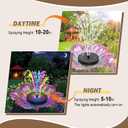 Yzert Solar Fountain for Bird Bath Colorful Lights Automatic Cycle 3.5W Solar Water Fountain Outdoor Garden 2200mAh Battery
