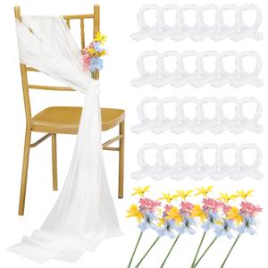 Yinder 24 Set Pastel Wedding Colored Flowers Chair Sashes Aisle Decoration Set 9 ft Long Draping Fabric Sheer Church Chair Cover Bulk Decor for Wedding Bridal Shower