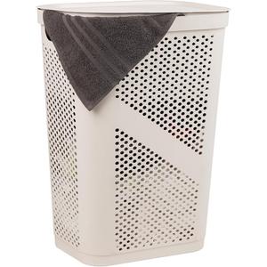 Mind Reader Slim Laundry Hamper, 60L Clothes Basket, Ventilated Plastic, Ivory