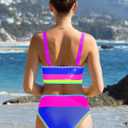 popvil High Waisted Bikini Sets for Women Tummy Control Swimsuits 3 Piece Bathing Suits Neon Swimwear with Skirt 2026 RoyalBlue M