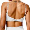 Open Back Sports Bra Workout Tops for Women Built in Bra Square Neck Crop Tank Top Yoga Bra Twist Back Cami (Large, White)