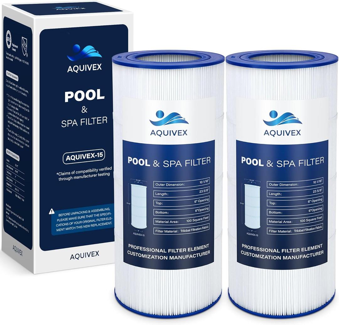 CC100 & CCRP100 Pool Filter Cartridge, Compatible With Pentair Clean & Clear 100 In Model 160316 & EC-160316, 160354 & EC-160354, Replacement for Pentair R173215, Pleatco PAP100, 2 Pack
