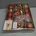 SHareconn 80pcs Christmas Balls Ornaments Set, Contemporary Light Luxury Gift Set, Shatterproof Plastic Decor for Xmas Tree Holiday Wedding Party Decorations with Hanging Strings,Red and Gold