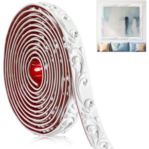 Peel and Stick PVC Crown Molding Trim Flexible Molding Trim 13.1 ft x 1" Self Adhesive Wallpaper Wall Border Mirror Frame Baseboard Cabinet for Home Decor Edge Background(White)